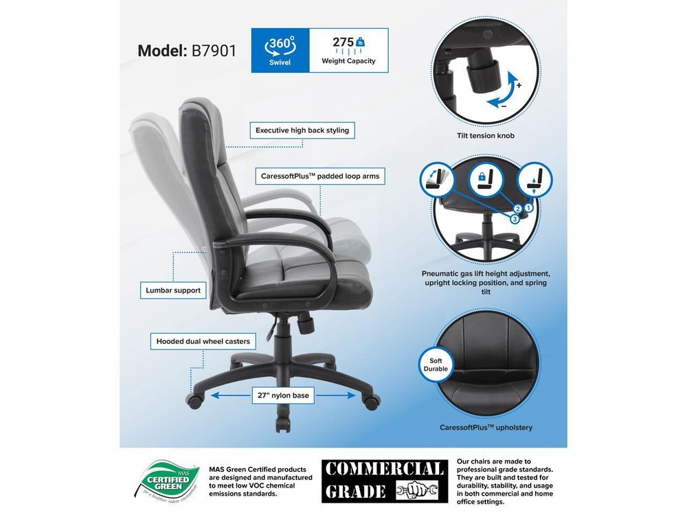 BOSS Office Products B7901 Executive Chairs