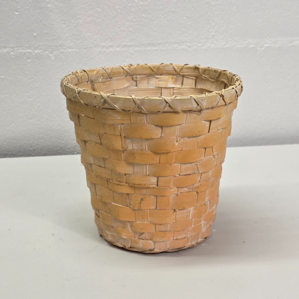 Vintage Handwoven Wicker Basket Handmade Philippines Rustic Decor