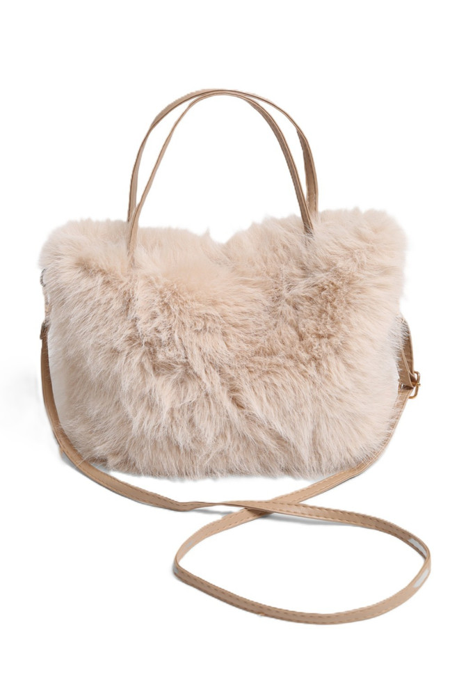 ComfyLuxe Solid Color Faux Fur Hand Bag