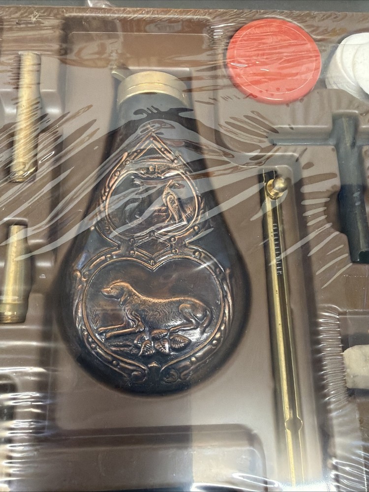 Vintage Sealed H&A Muzzle Loading Accessory Kit W/ Embossed Gun Power Flask Ms4