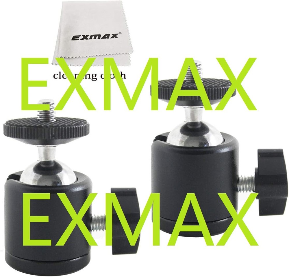 EXMAX 360 Degree Swivel Ball Head with 1/4” Screw Thread Base for Tripod -2 Pack