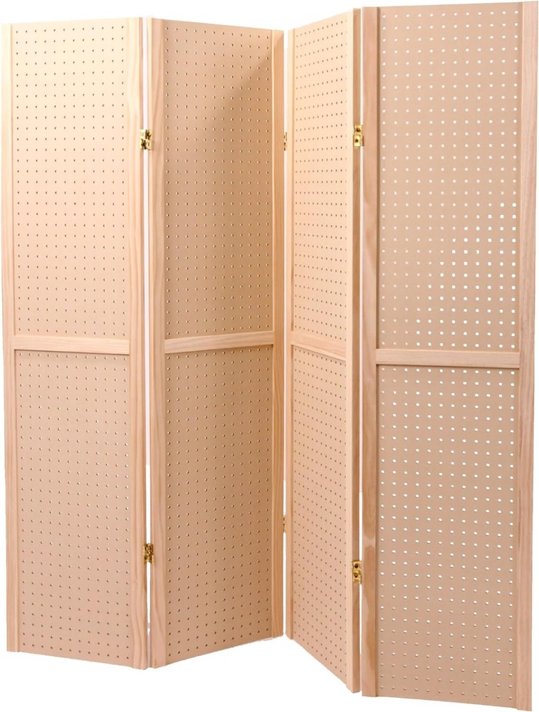 Folding Pegboard Display Craft Display 4 Panel 5' Folds Flat 60" H Peg Board