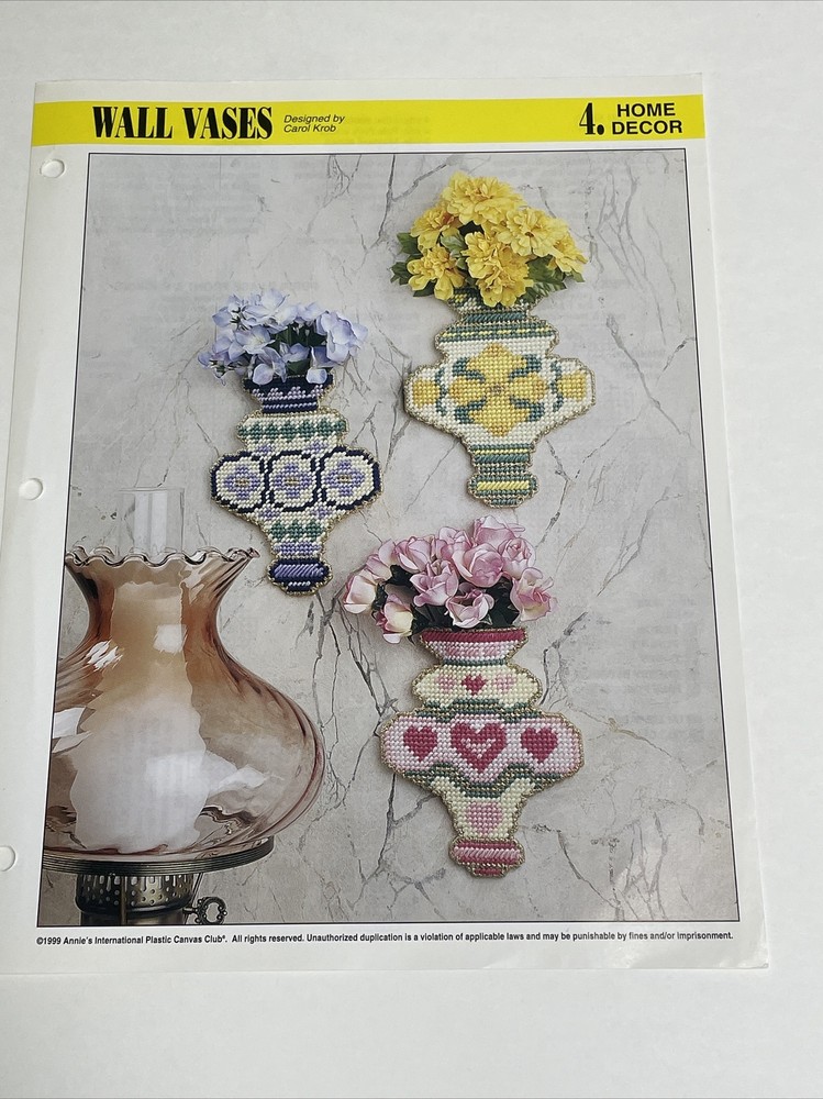 Wall Vases 3 Designs Annie's Plastic Canvas Pattern