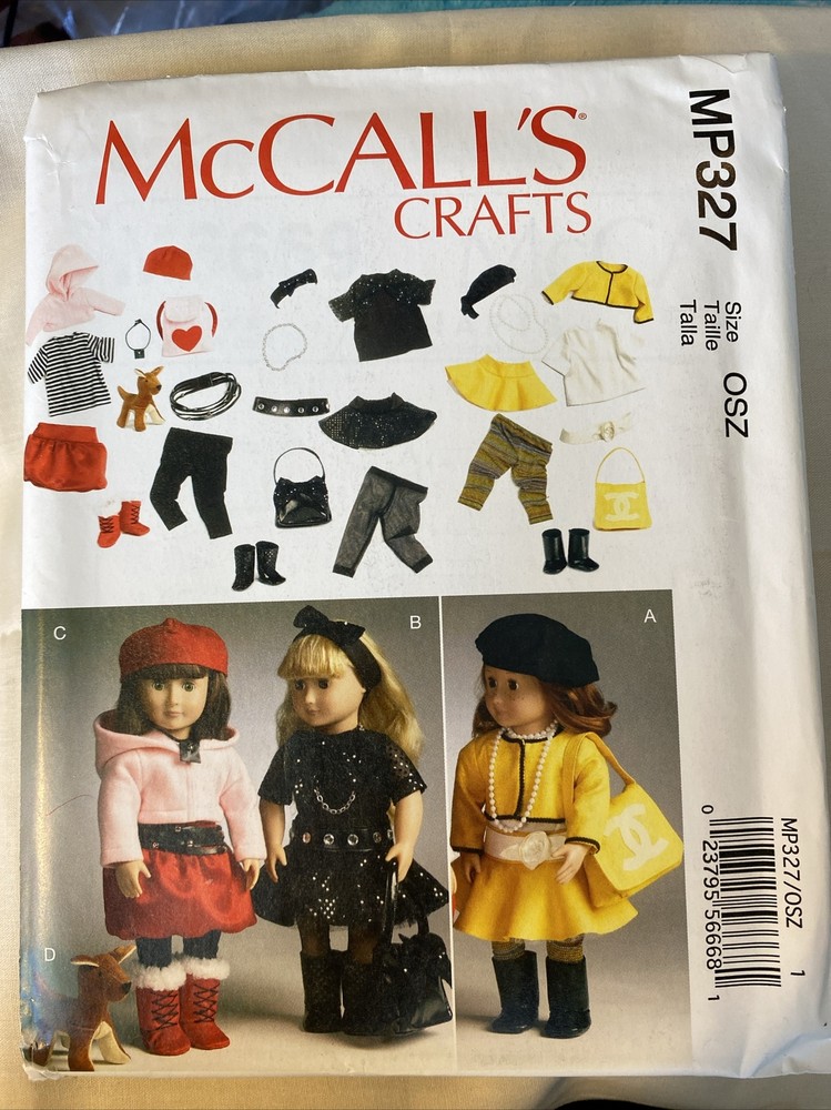 18” Doll Clothes & Accessories Sewing Pattern McCall’s MP327