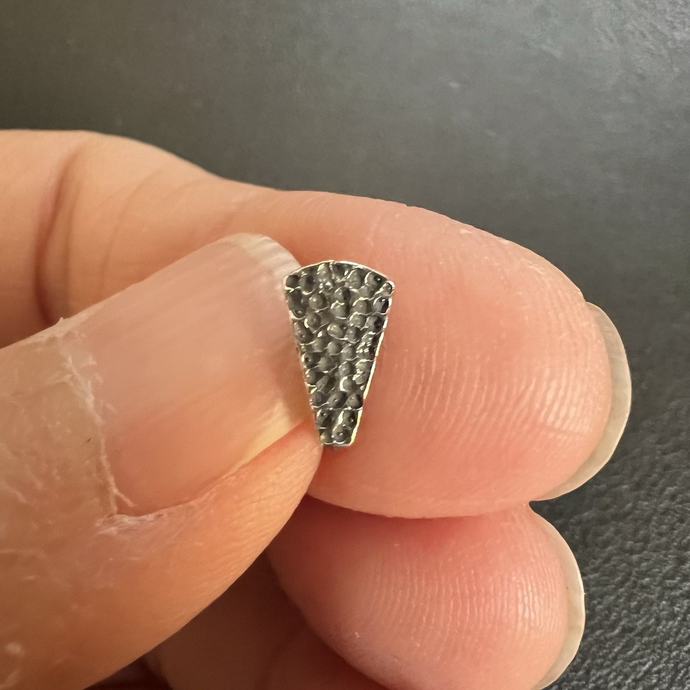 2 Antiqued Sterling Silver Bail Pendant 9x5mm Hammered Design w/ Hidden Loop