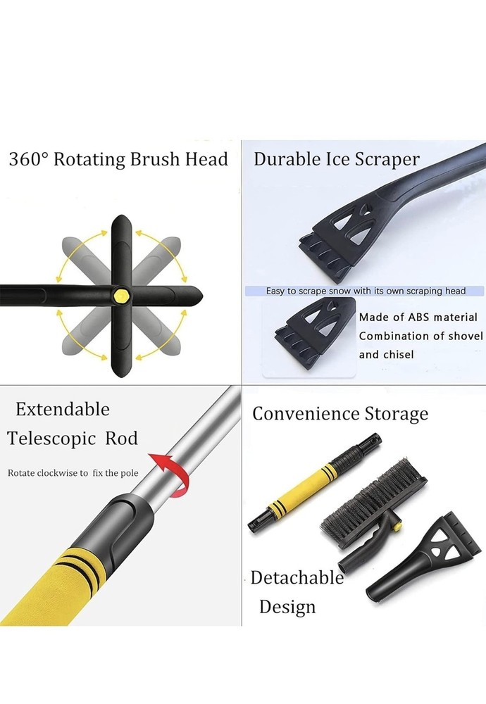 Ice Scraper for Car Windscreen, Extendable Car Scraper Snow Brush Detachable
