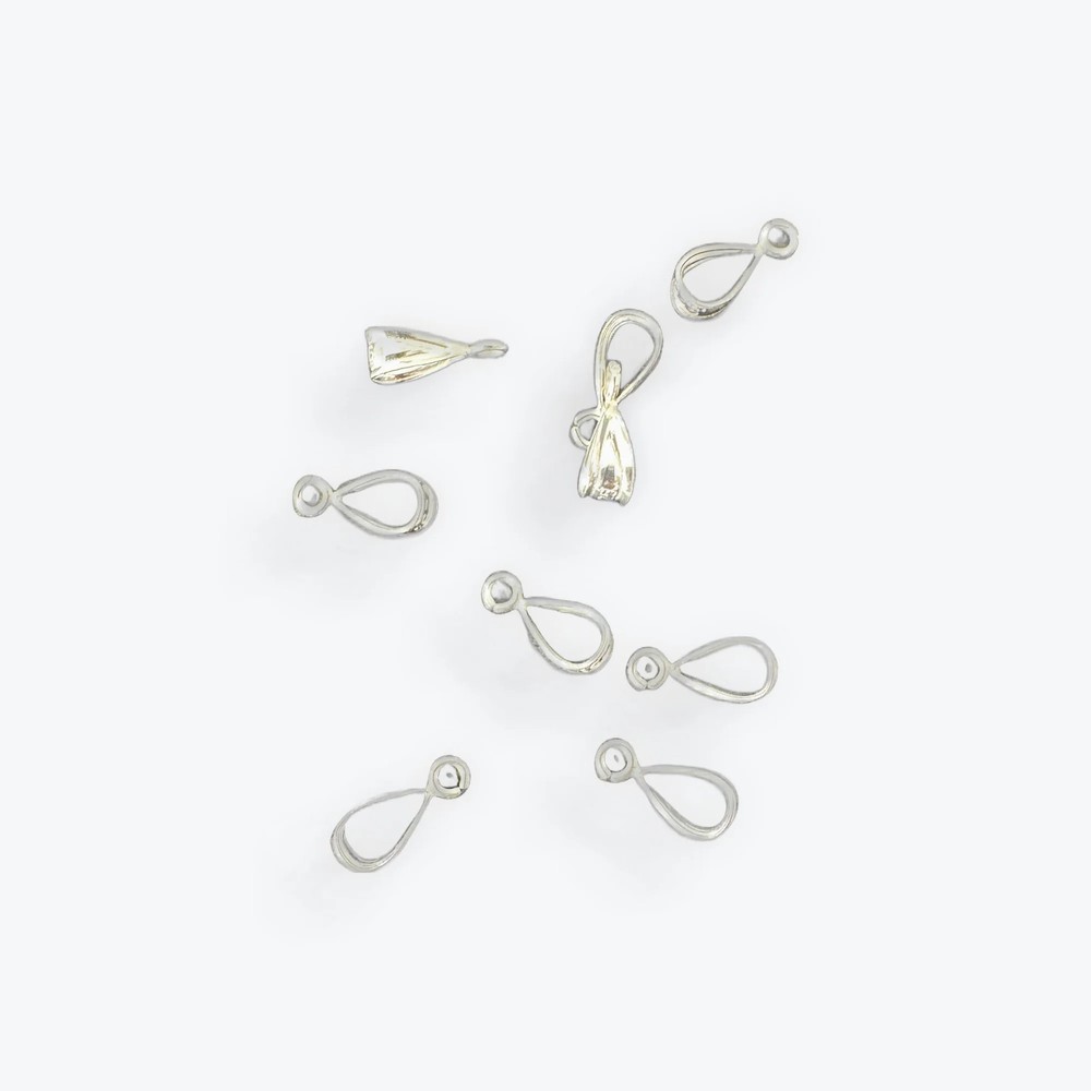 925 Sterling Silver Small Bail with Open Parallel Ring (2.7 × 5.7 mm) - 7 pcs