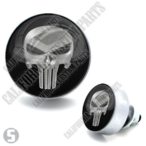 2 Silver "Punish Skull" License Plate Frame Fasteners Tag Bolt Screws