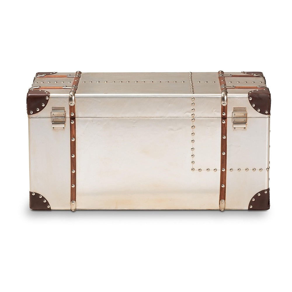 Baxton Studio Bechet Storage Trunk Silver (154-9188-HiT)