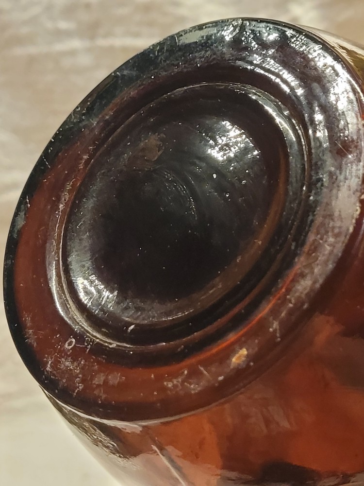 Antique Hand Blown Eagle Embossed Amethyst Glass Snuff Jar
