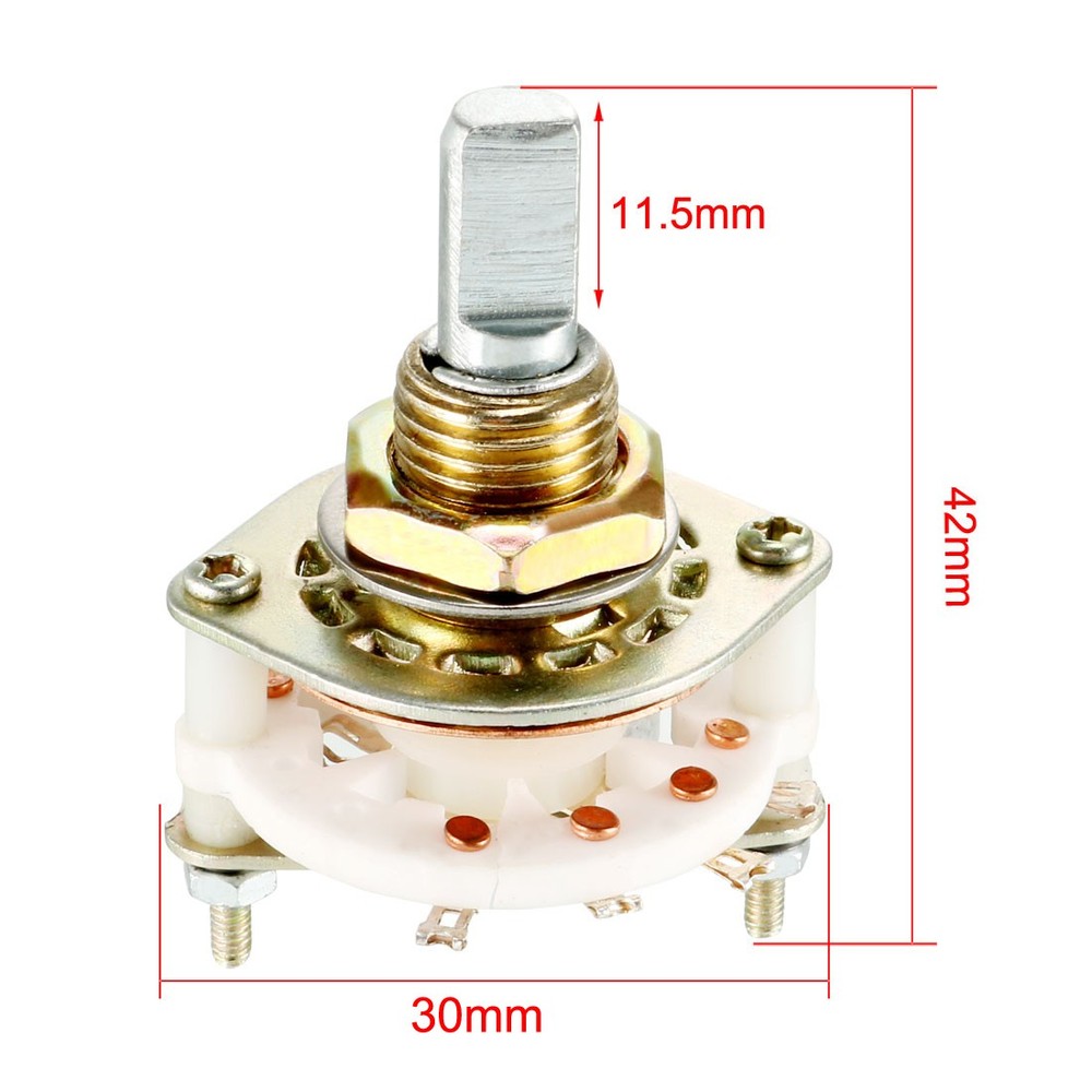 8 Pin 2P3T 2Pole 3Position Selectable Single Deck Band Selector Rotary Switch