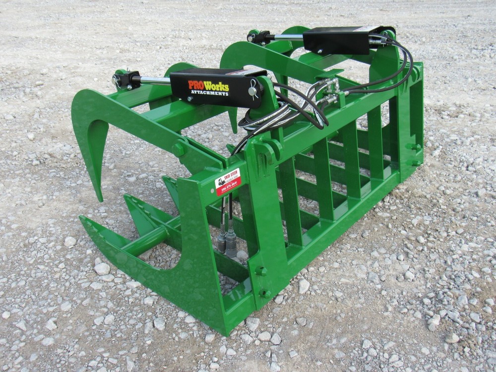 60" Dual Cylinder Root Grapple Bucket Attachment Fits John Deere Tractor Loader