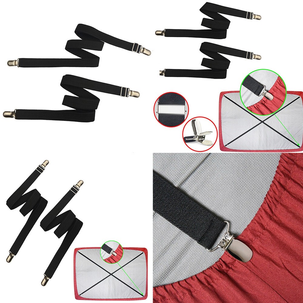 US 4 Pc Bed Fitted Clips Keep Bedsheets Mattress Sheet Grippers Holders Straps