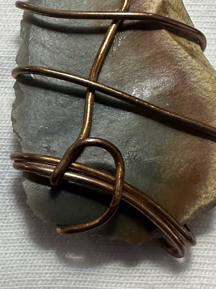 Agate Copper Wire-Wrapped Gemstone Pendant 2-inch