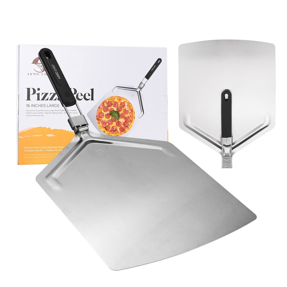 Pizza Peel 13”X16” Extra Large Paddle with Foldable Stylish Long Handle Easy