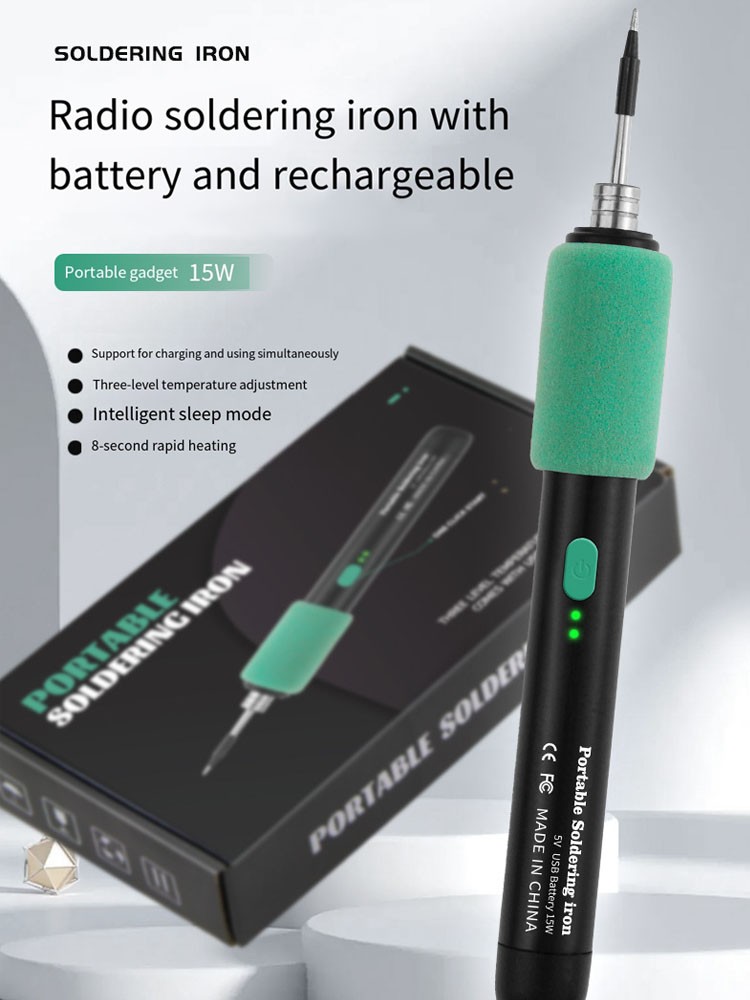 Portable Cordless Soldering Iron Kit with Replaceable Tip for Circuit Board Repa