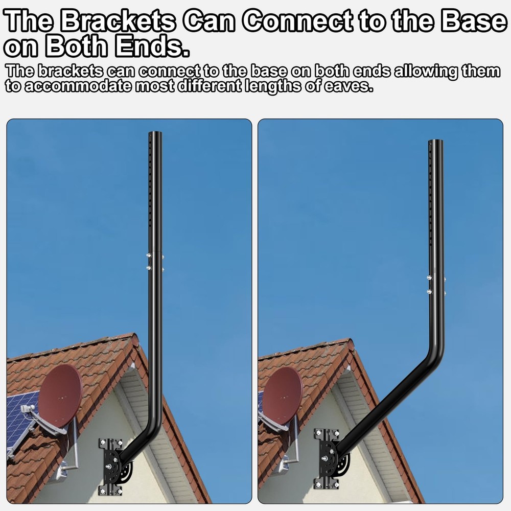 Universal Adjustable TV Antenna Mount – Long Wall Black 2-Pack