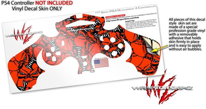 Skin for Sony PS4 Controller Scattered Skulls Red