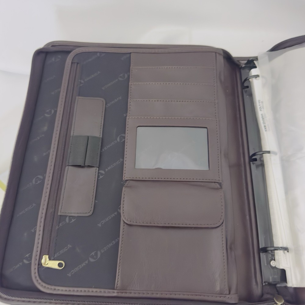 Leather Document Holder Paper Organizer Brief Case Portfolio Carry Handle- Nice!
