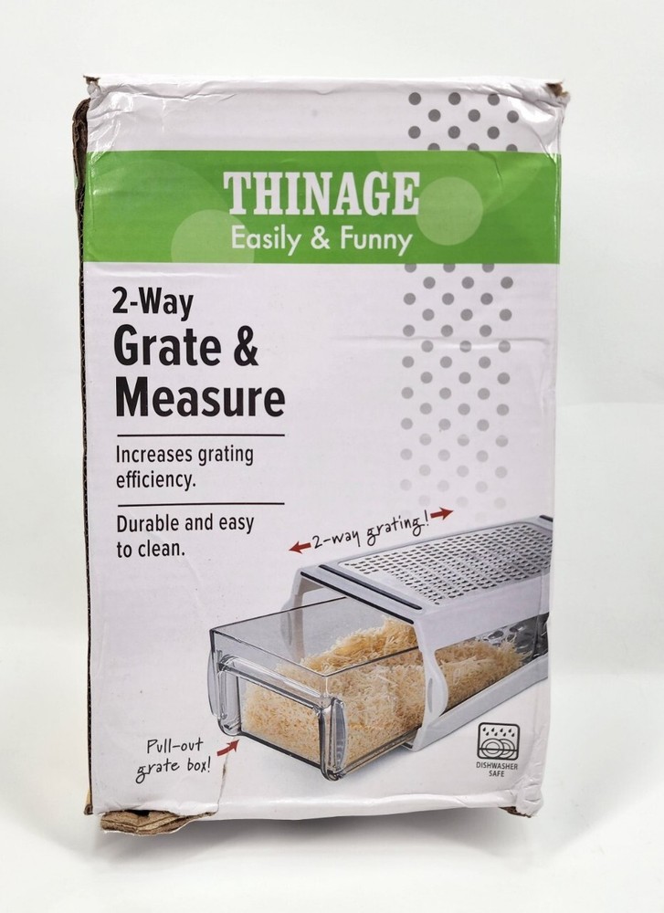 Thinage Easily & Funny 2-Way Grate & Measure Container, White