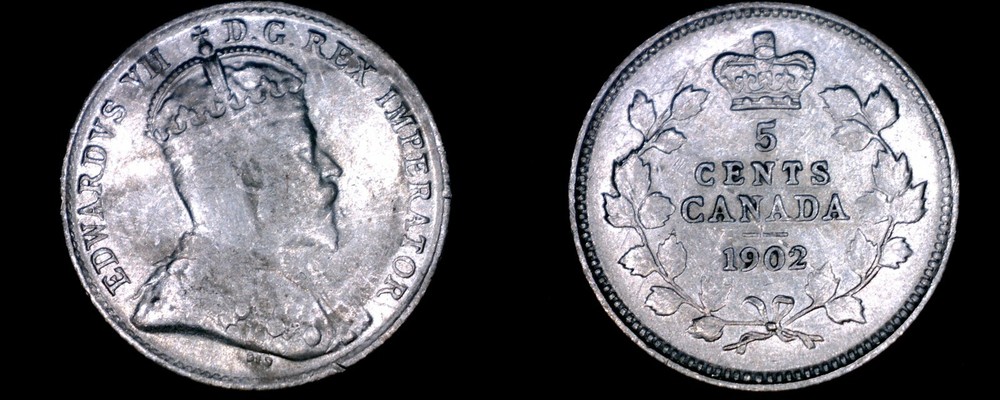 1902 Canada 5 Cent World Silver Coin - Canada - Edward VII