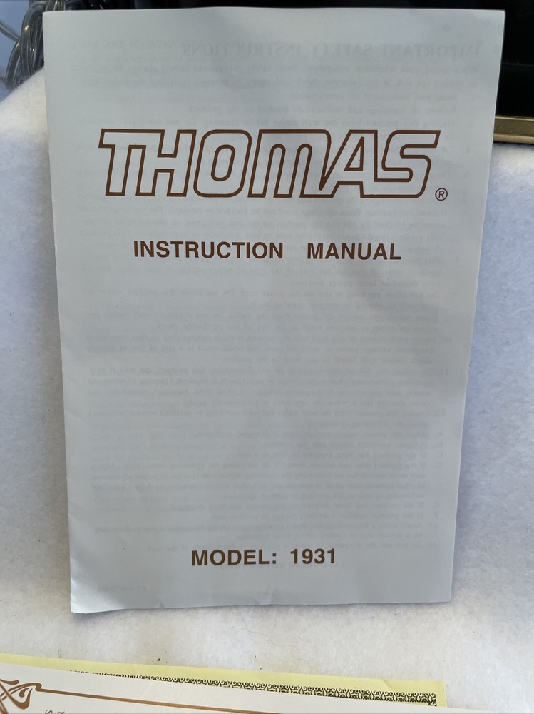 Vintage Retro Thomas Model 1931 Phone Push Button with Paperwork