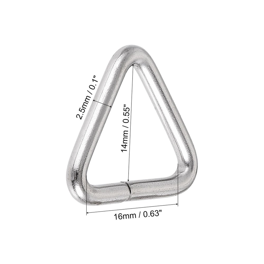 10pcs Metal Triangle Ring Buckle 0.63"(16mm) Inner Width for Strap Craft DIY
