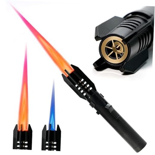 Camping Lighter, Torch Lighter, Straight Flame Bright Fire Refillable Black