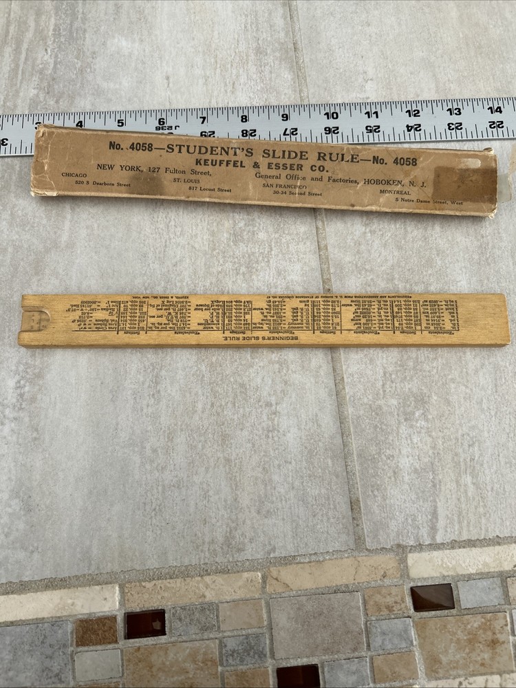 K&E Keuffel & Esser Beginner's Slide Rule N4058W Original Packaging.
