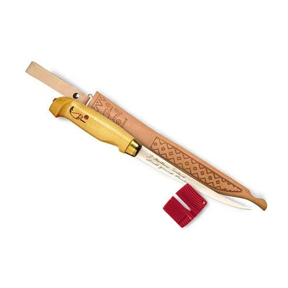 Rapala 9" Fish Fillet Knife, Single Stage Sharpener, Sheath w/Birch Handle