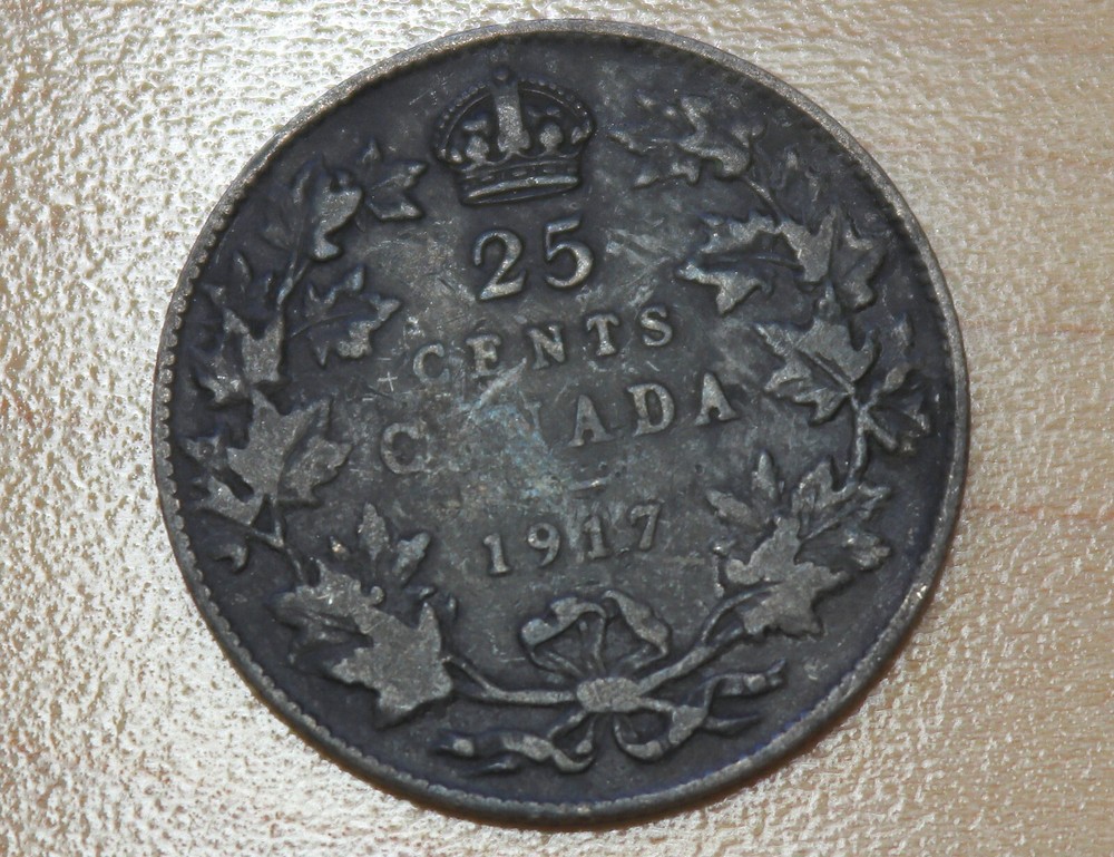 1917 Canada 25 Cents Silver