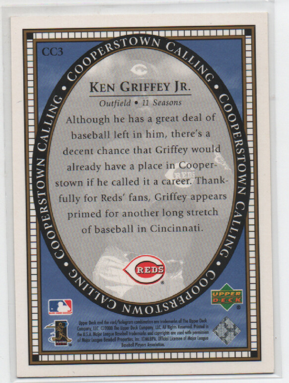 2000 Upper Deck Cooperstown Calling Ken Griffey Jr. # CC-3 CINCINNATI REDS