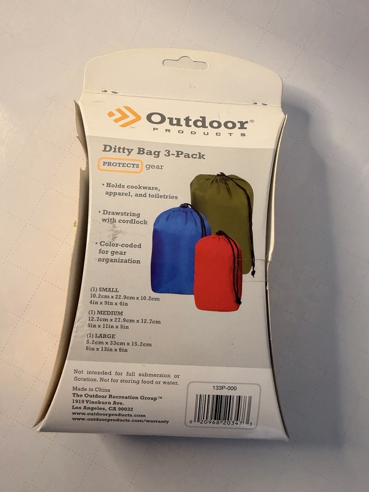 Outdoor Products 3-Pack Color-Coded Drawstring Storage Bags, Small/Medium/Large