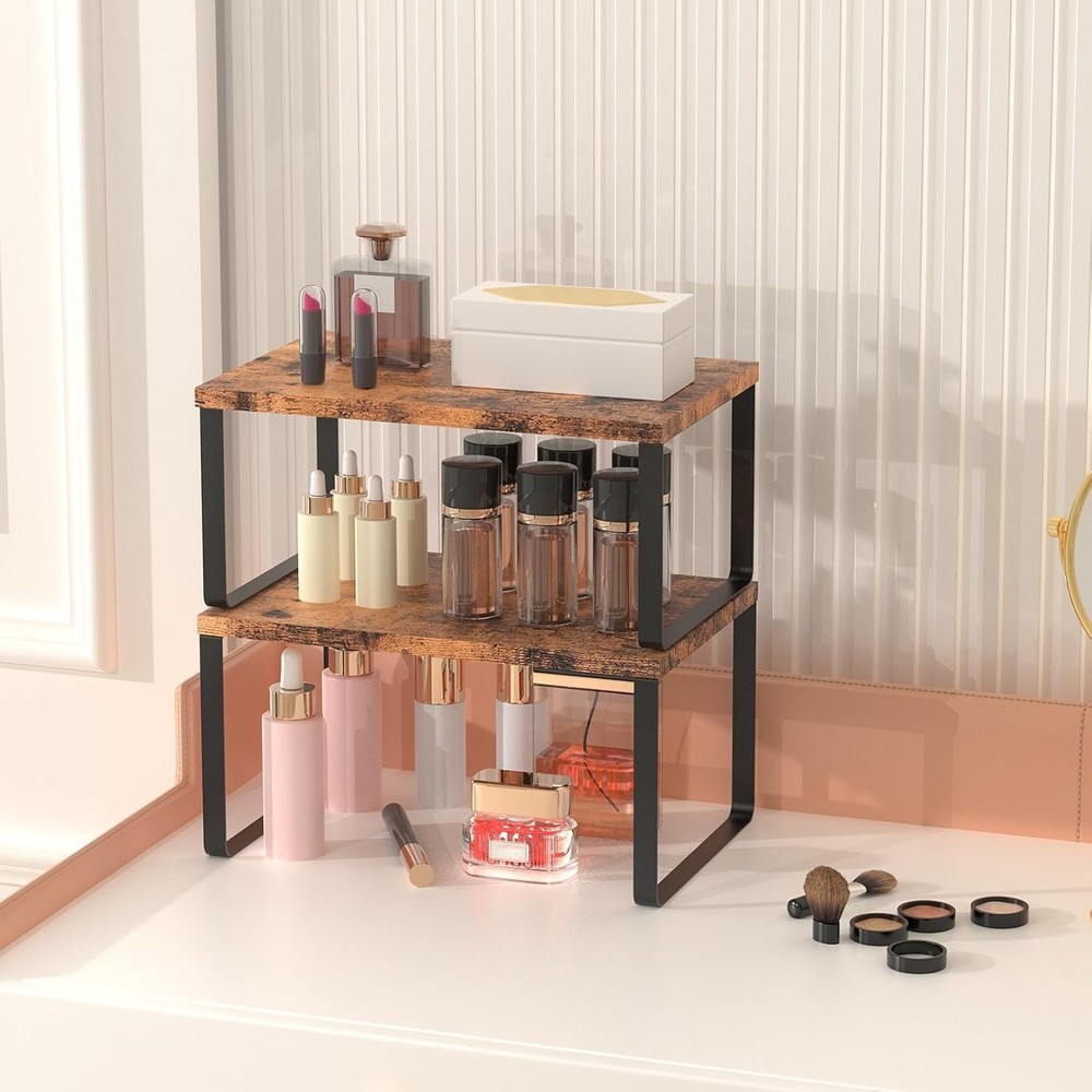 Set of 4 Stackable Counter Shelves - Expandable Kitchen Storage Solution