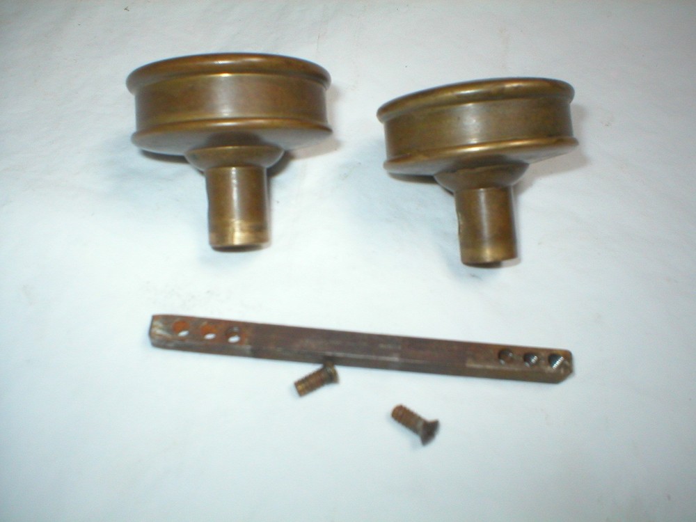 Antique Solid Brass Drum Style Doorknob Pair