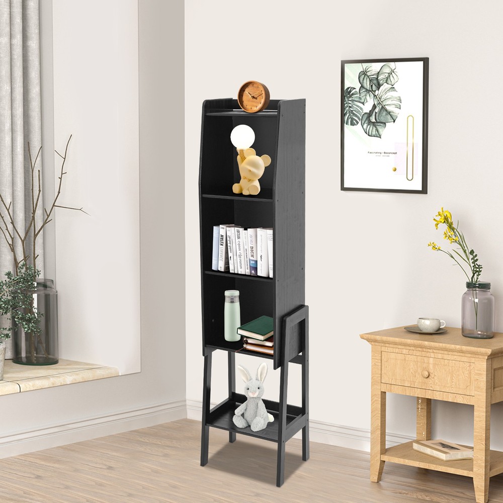 Rectangular Five-tier Modern End Table Storage Side Table Cabinet Black NEW/US