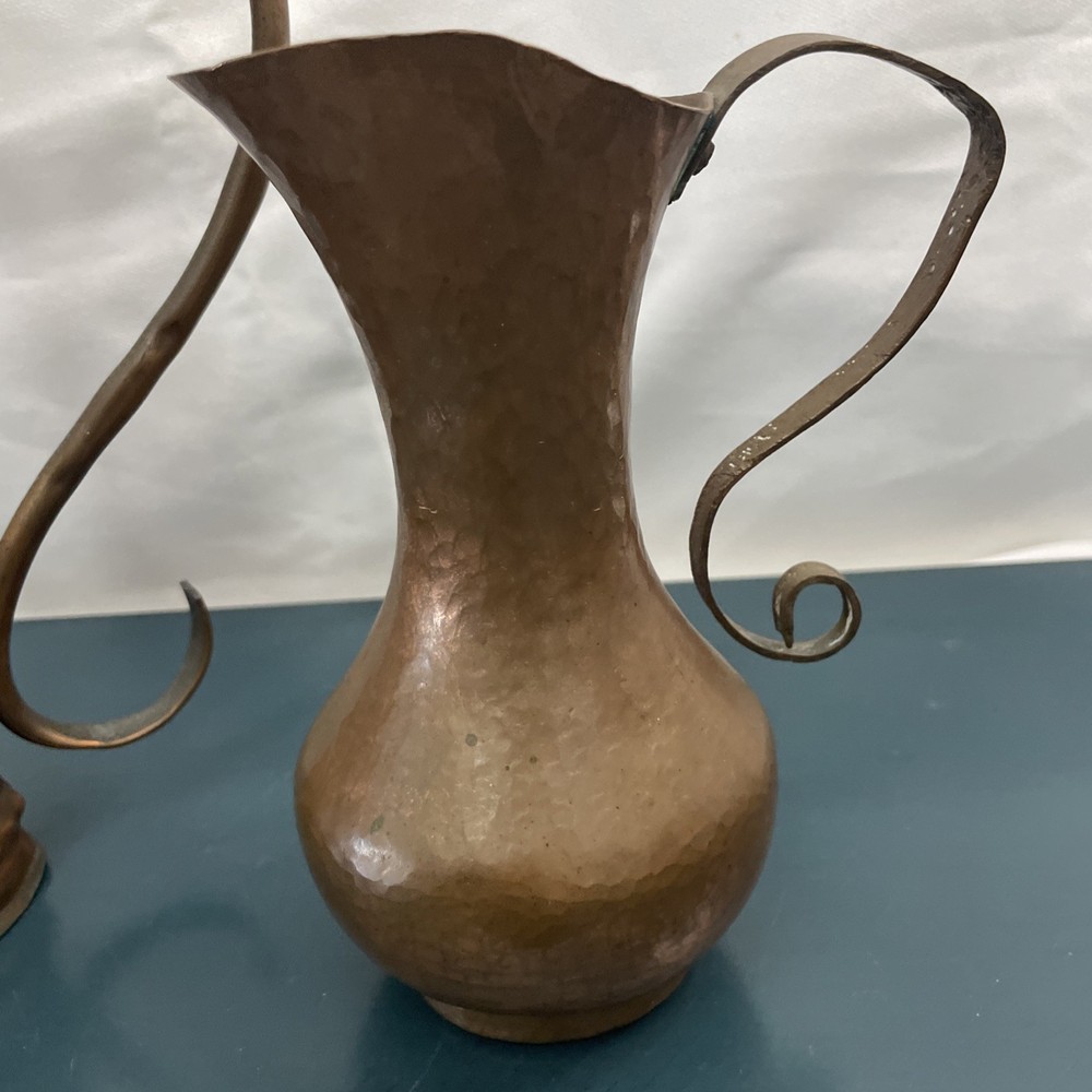 2 vintage, hand-hammered copper pitcher Primitive Rustic Decor
