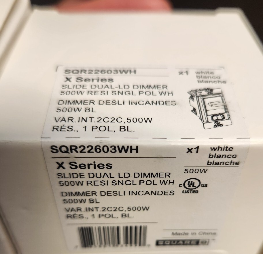 2 Square D Series Single-Pole/3-Way Dimmer Light SQR22603