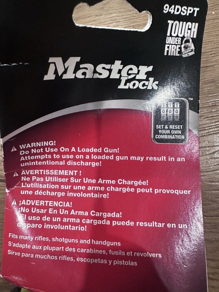 Master Lock Trigger Gun Lock Combination Black 94DSPT NEW