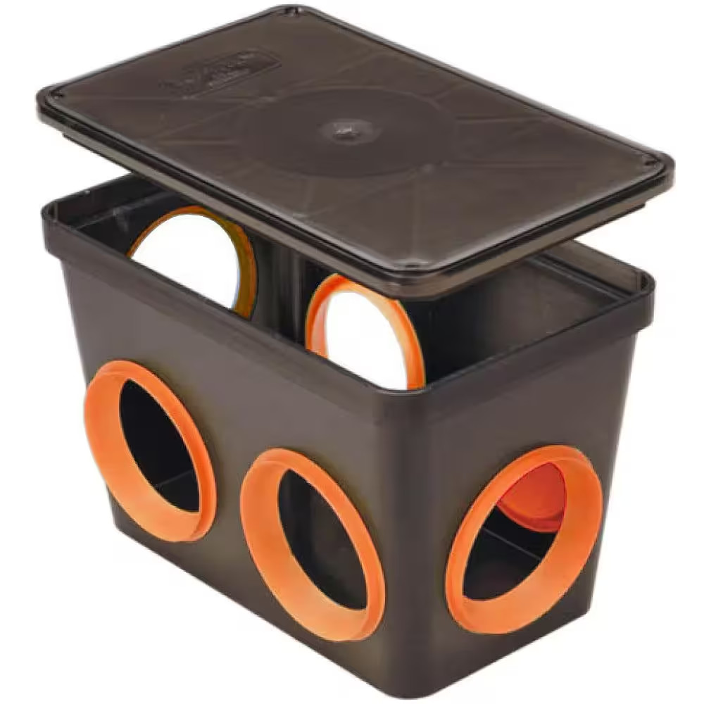 6-Hole Septic System Distribution Box Kit with Lid and Seals