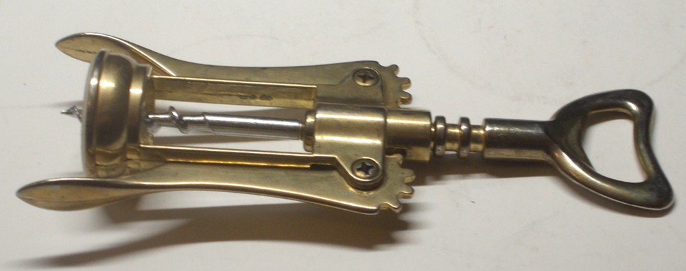 Vintage Brass Wine Cork Puller Winged from Italy