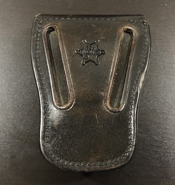 Tex Shoemaker Co Black Leather Cuff Case Handcuff Snap Belt Loop
