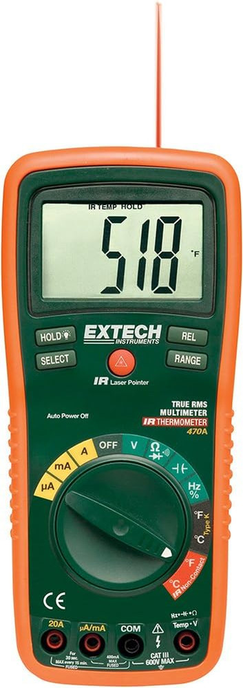 EX470A 12-Function True RMS Multimeter & Infrared Thermometer - Auto-Ranging