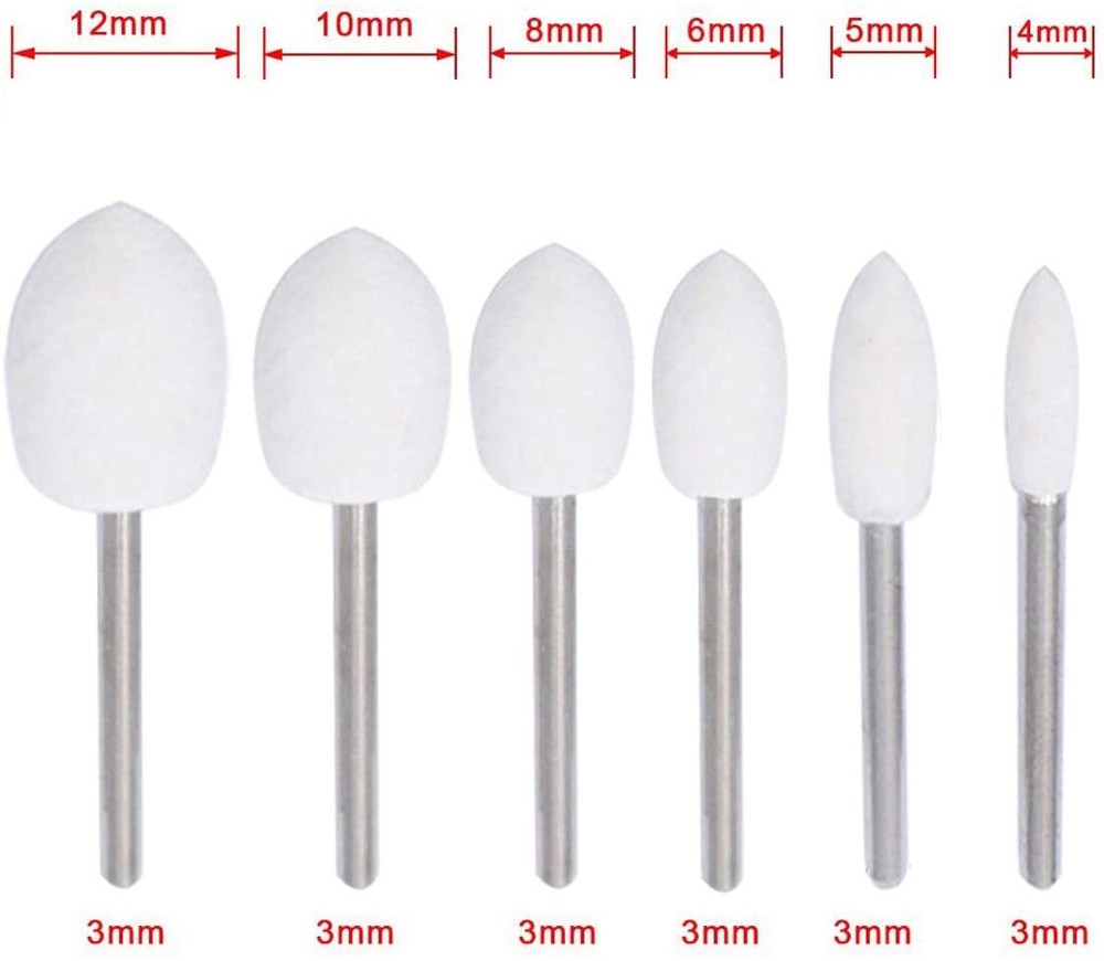 3-20mm Wool Felt Mounted Polishing Buffing Wheel Grinding Bits For Angle Grinder