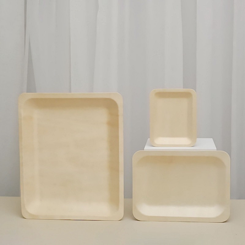 25 pcs Natural Sustainable Bamboo 5" x 4" Mini Rectangular Plates Disposable