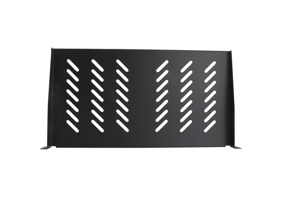 1U 19" 4 Post Fixed Vented Server Shelf, Adjustable Rack Mount 17in - 33in Black