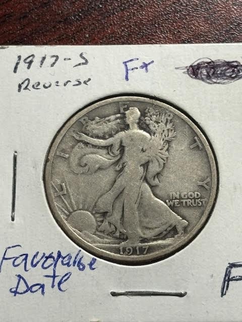 1917 S - REVERSE - WALKING LIBERTY HALF DOLLAR - VERY RARE