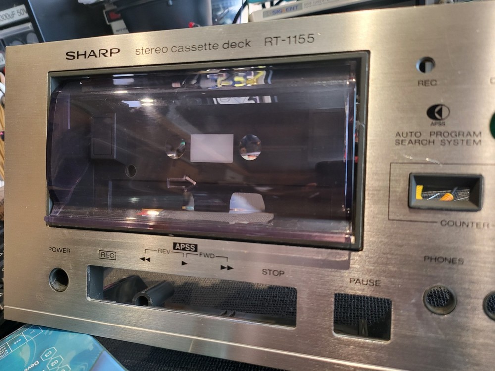 SHARP RT-1155 CASSETTE DECK  FACEPLATE WITH PLASTIC FACE BACKING, FREE SHIPPING.