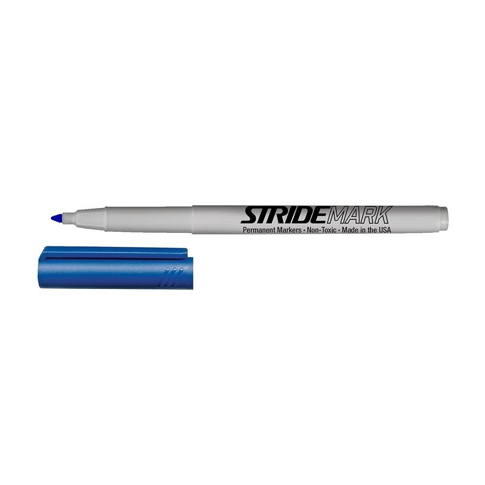 StrideMark Permanent Marker, Fine Point, Blue Ink. 12/Pack, #27002