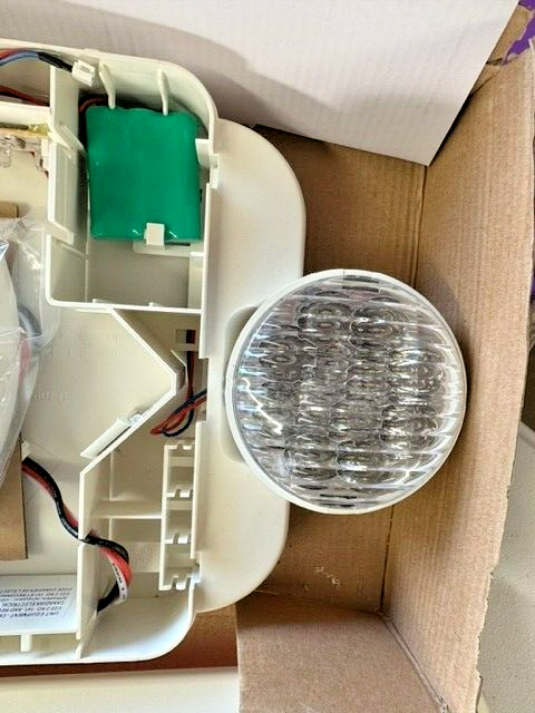 2-Light Plastic LED White Exit Sign with Red Light Up Exit Emergency Combo LED